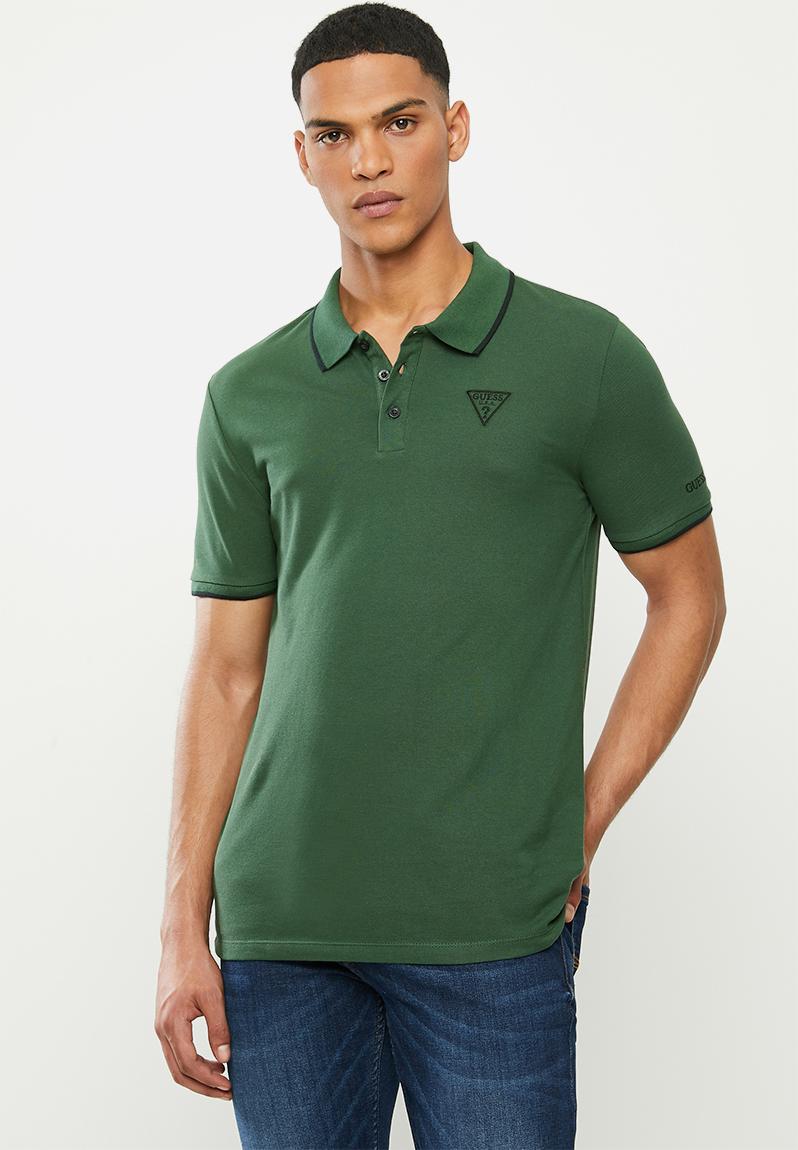 Ss guess tipping polo - green GUESS T-Shirts & Vests | Superbalist.com