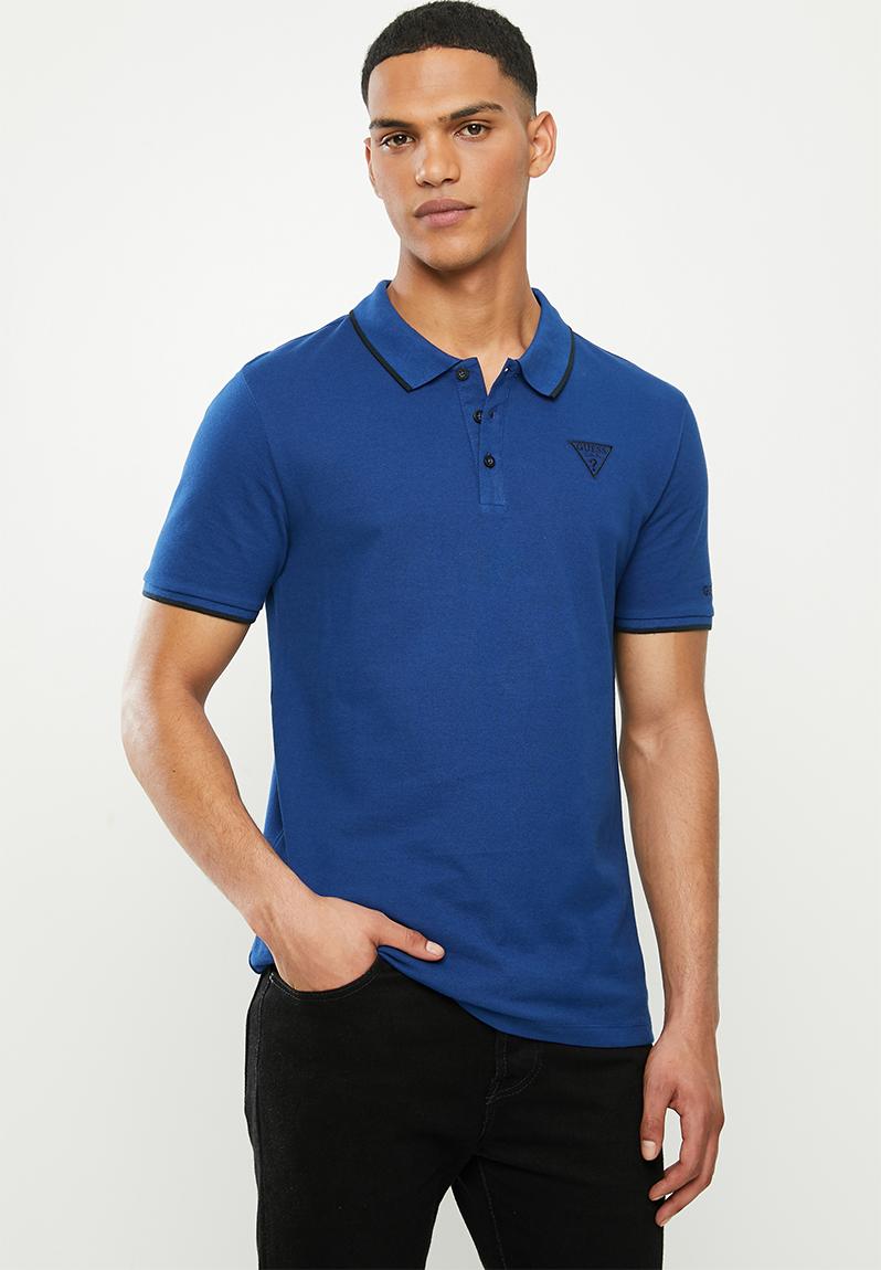 Ss guess tipping polo - blue GUESS T-Shirts & Vests | Superbalist.com