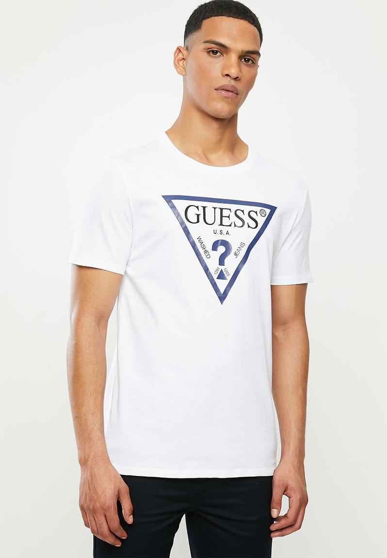 Short sleeve guess core triangle tee - pure white GUESS T-Shirts ...