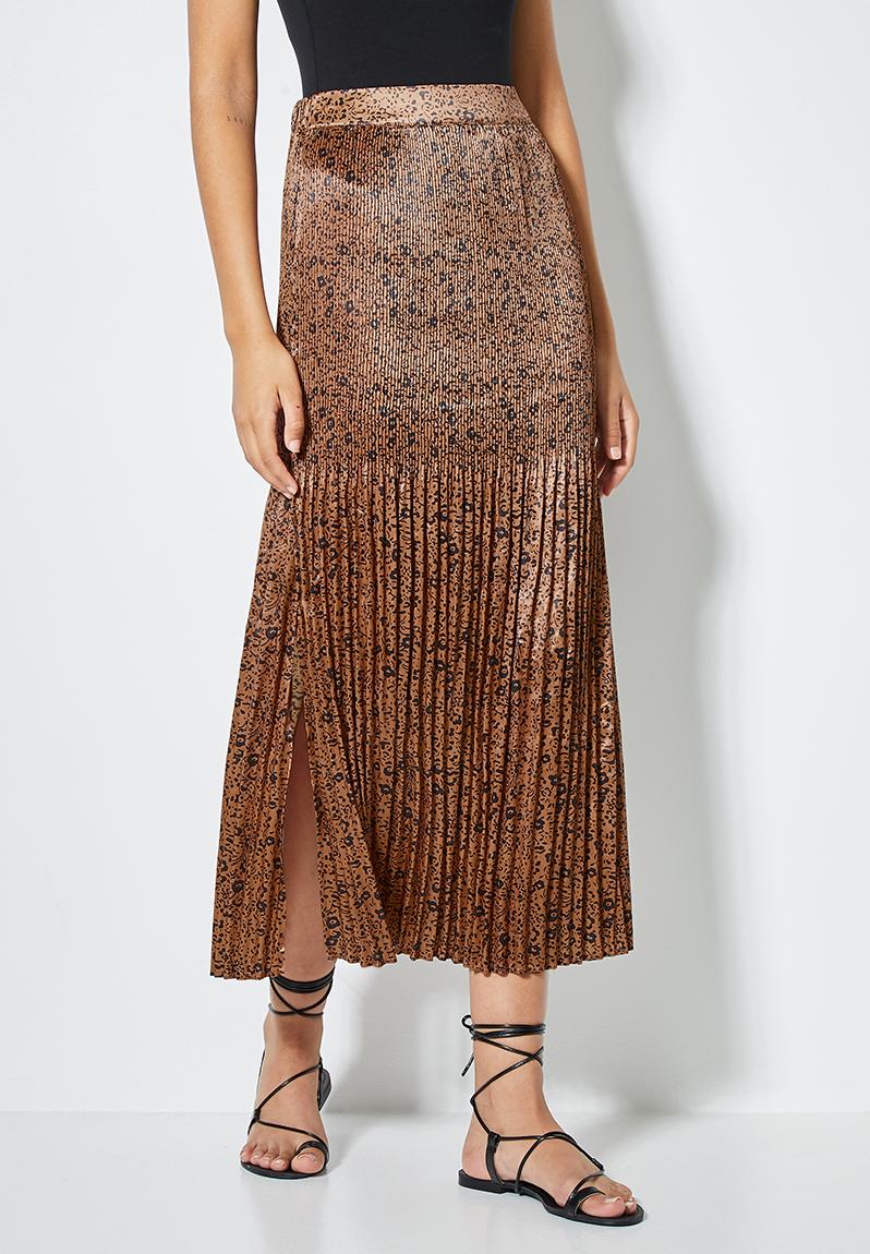 Side split pleated skirt - rust abstract ditsy Superbalist Skirts ...
