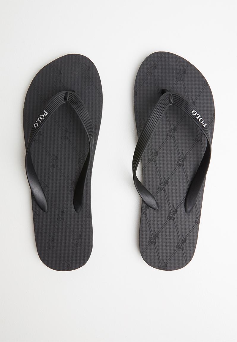 Mens lucas tonal monogram flip flop - black POLO Sandals & Flip Flops ...