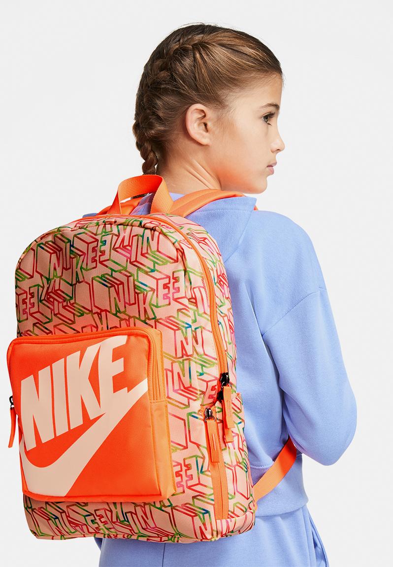 bright orange nike backpack