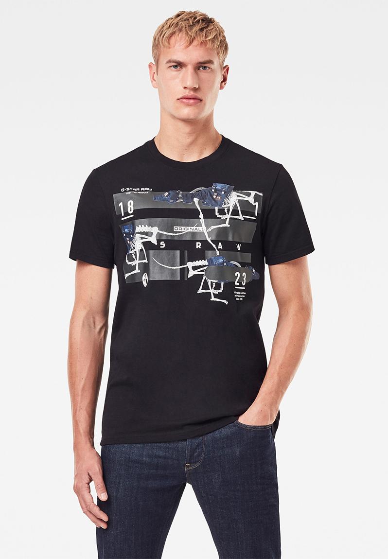 Running dog logo+ r short sleeve tee - black G-Star RAW T-Shirts ...
