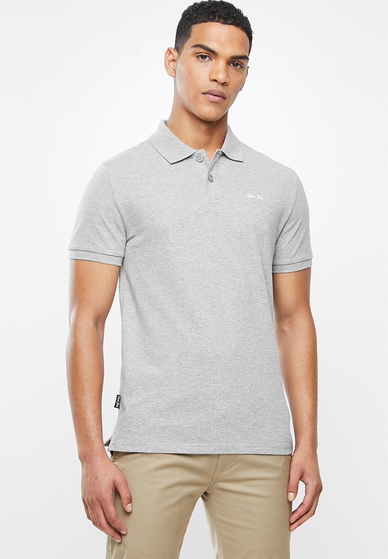 Aca joe small logo golfer - grey mel Aca Joe T-Shirts & Vests ...