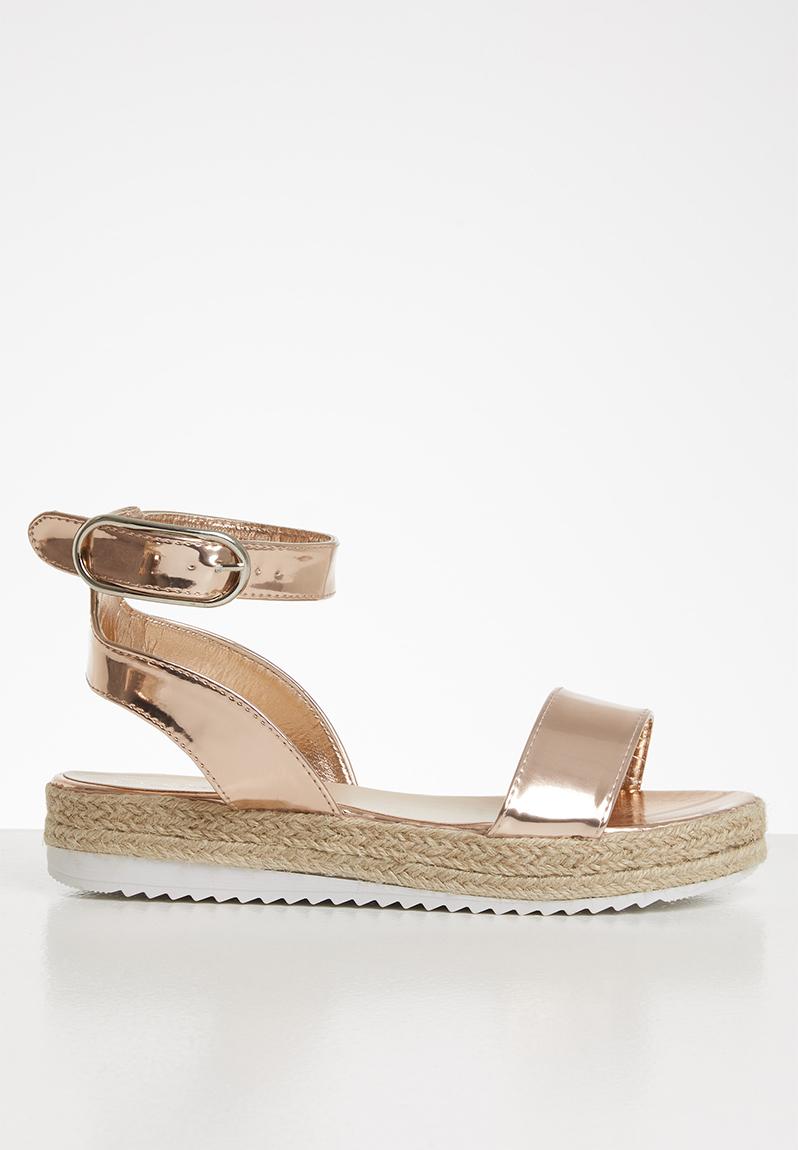 flatform sandals rose gold