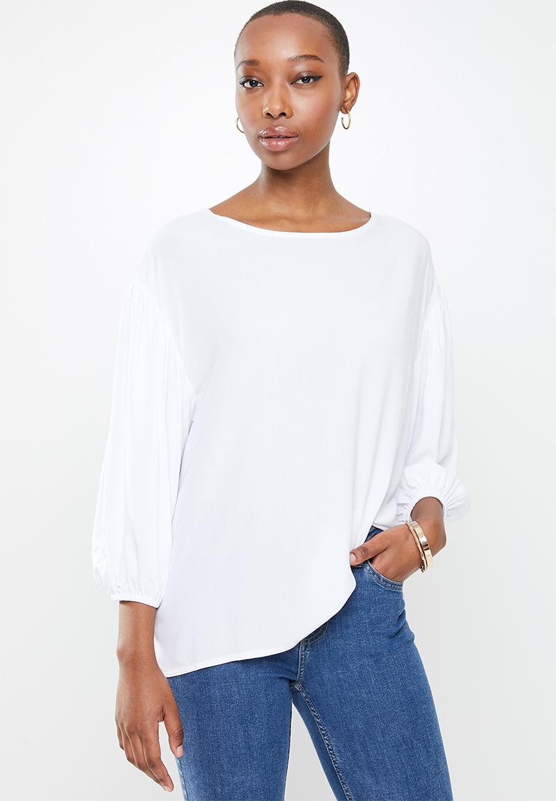 Puff slv basic woven shell - milk1 edit Blouses | Superbalist.com