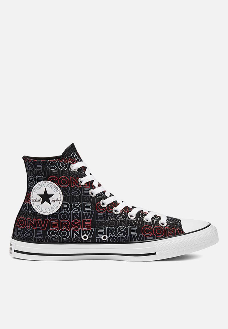 Chuck Taylor All Star Hi - Black University Red White Wordmark Converse 