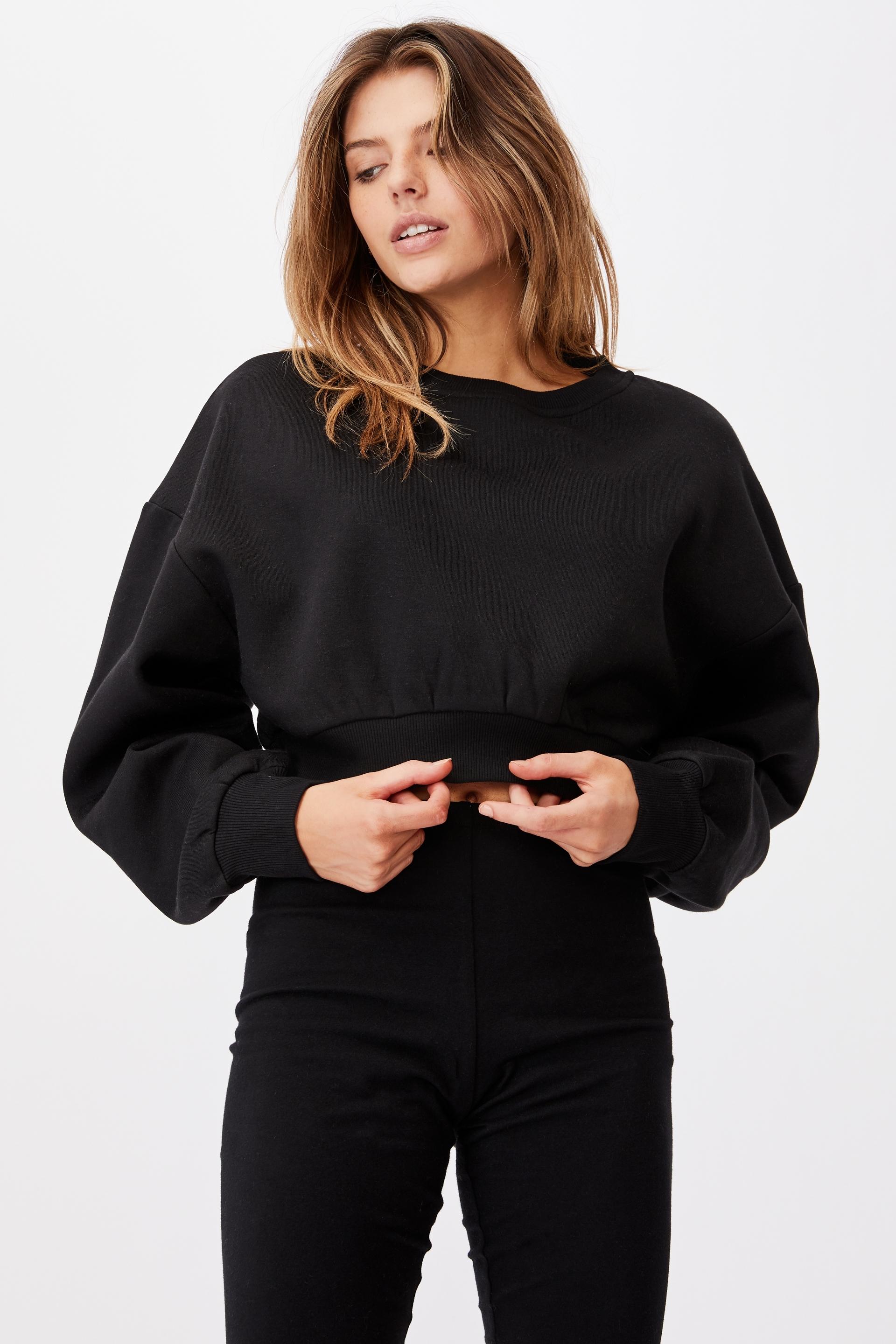 Boxy crop crew - black Factorie Hoodies & Sweats | Superbalist.com