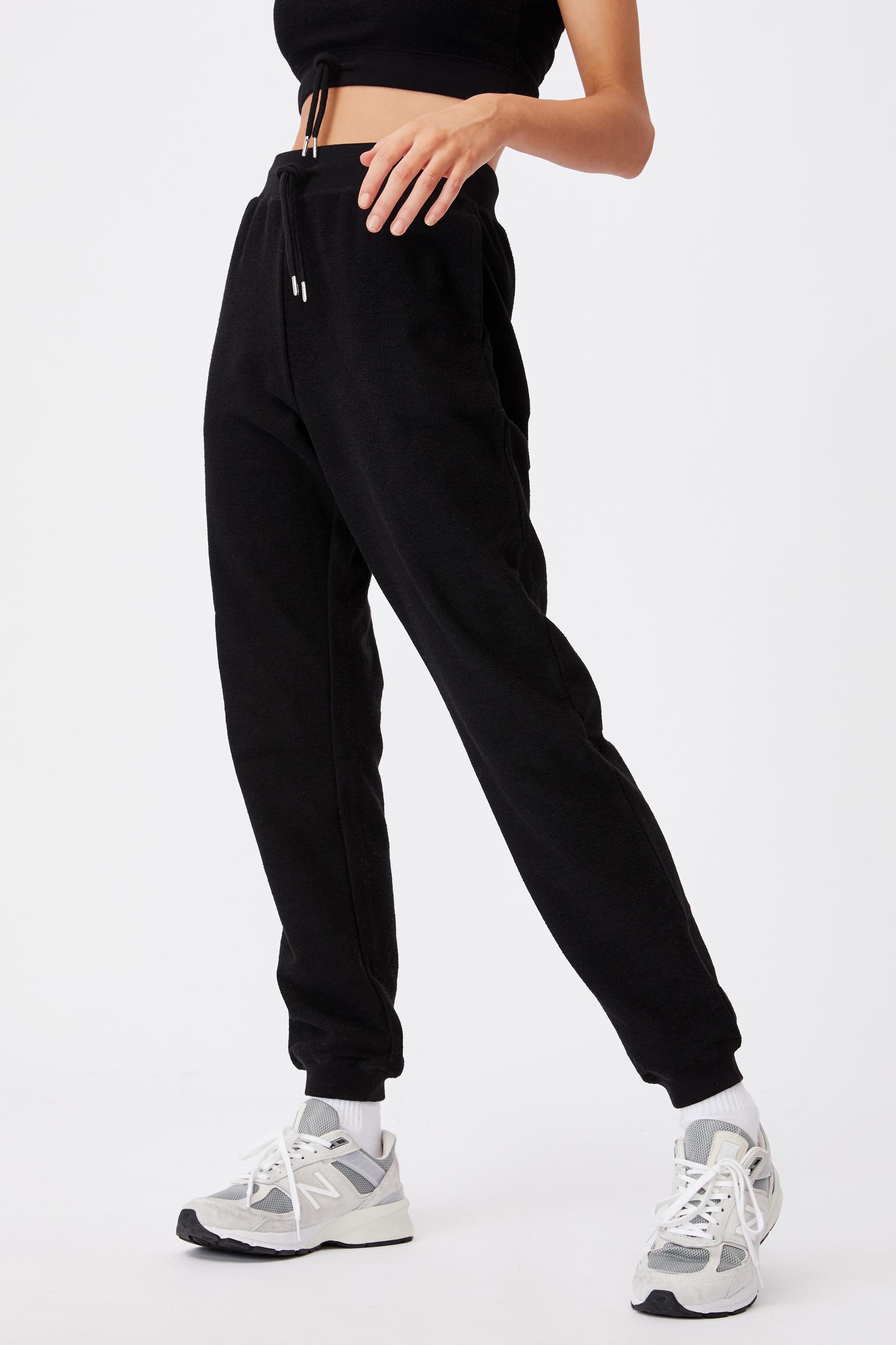 Reverse french terry slim fit trackpants - black Factorie Trousers ...