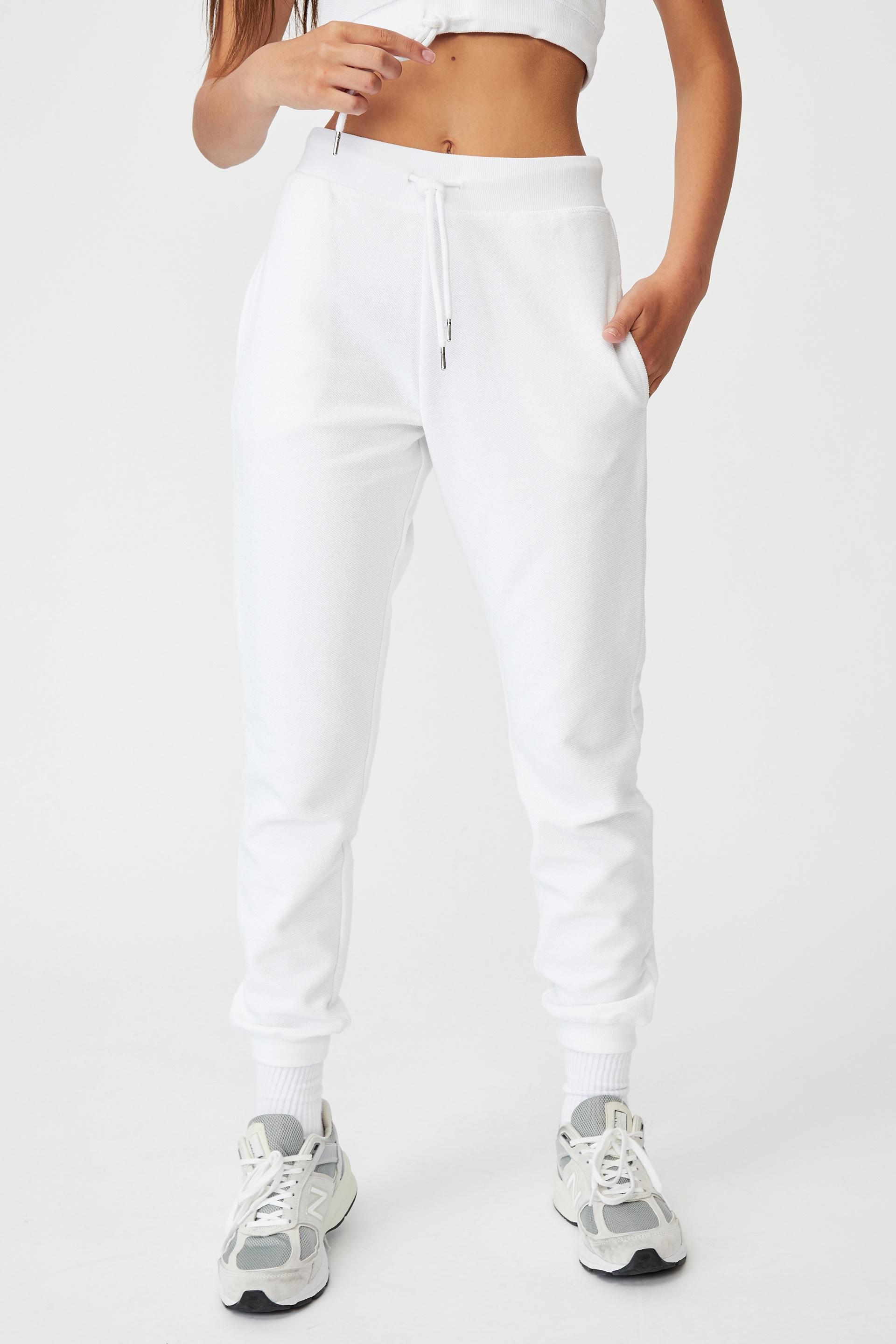Reverse french terry slim fit trackpants - white Factorie Trousers ...