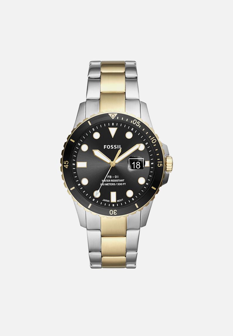 gold and silver fossil watch men's