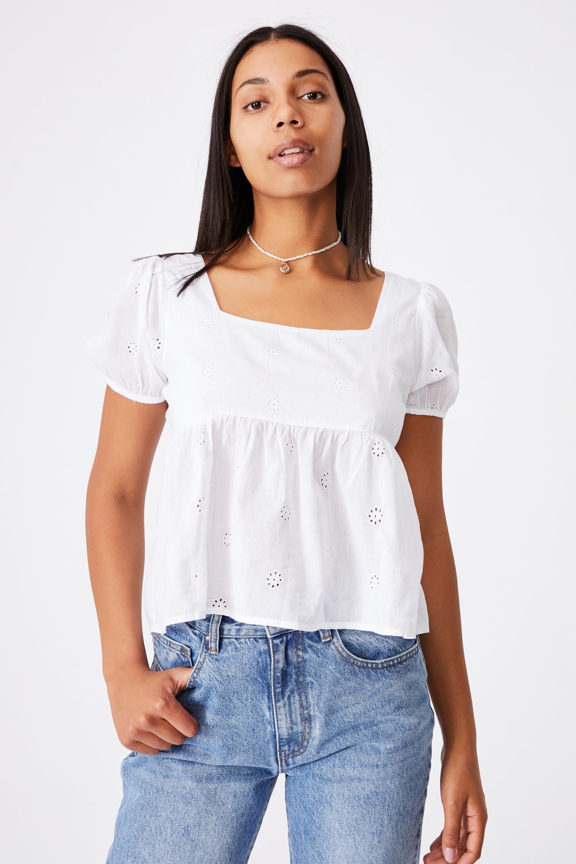 Maggie tie back babydoll blouse - white Cotton On Blouses | Superbalist.com