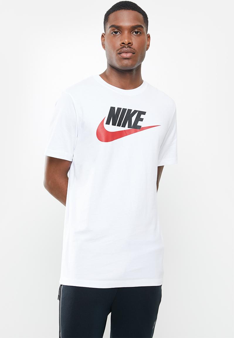 Nsw icon futura short sleeve tee - white/black/university red Nike T ...