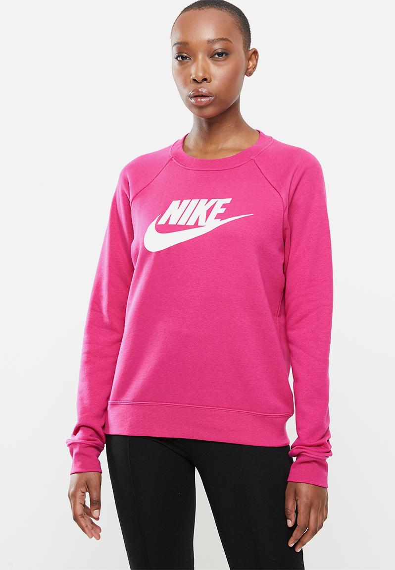 Nsw essential crew fleece top - fireberry/white Nike Hoodies, Sweats ...