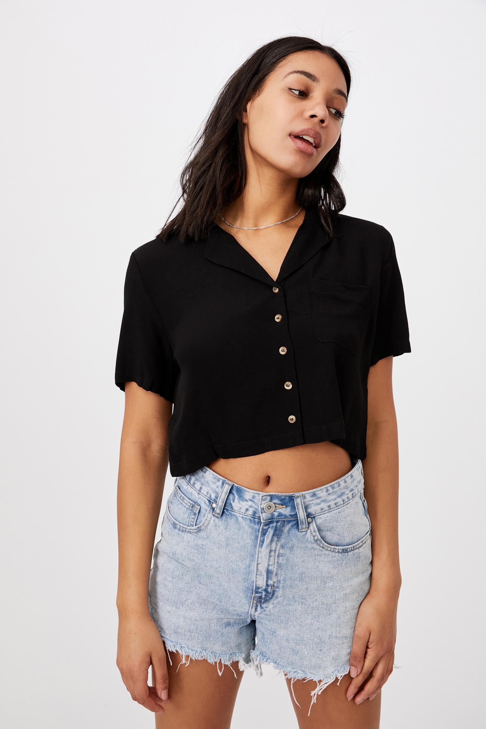 Cropped summer shirt - black Cotton On Shirts | Superbalist.com