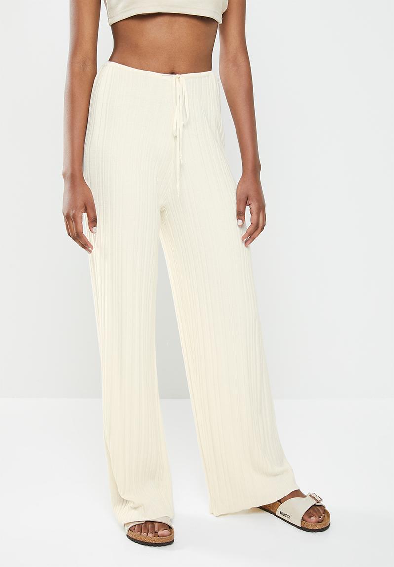Variegated rib wide leg pant - ivory Factorie Trousers | Superbalist.com
