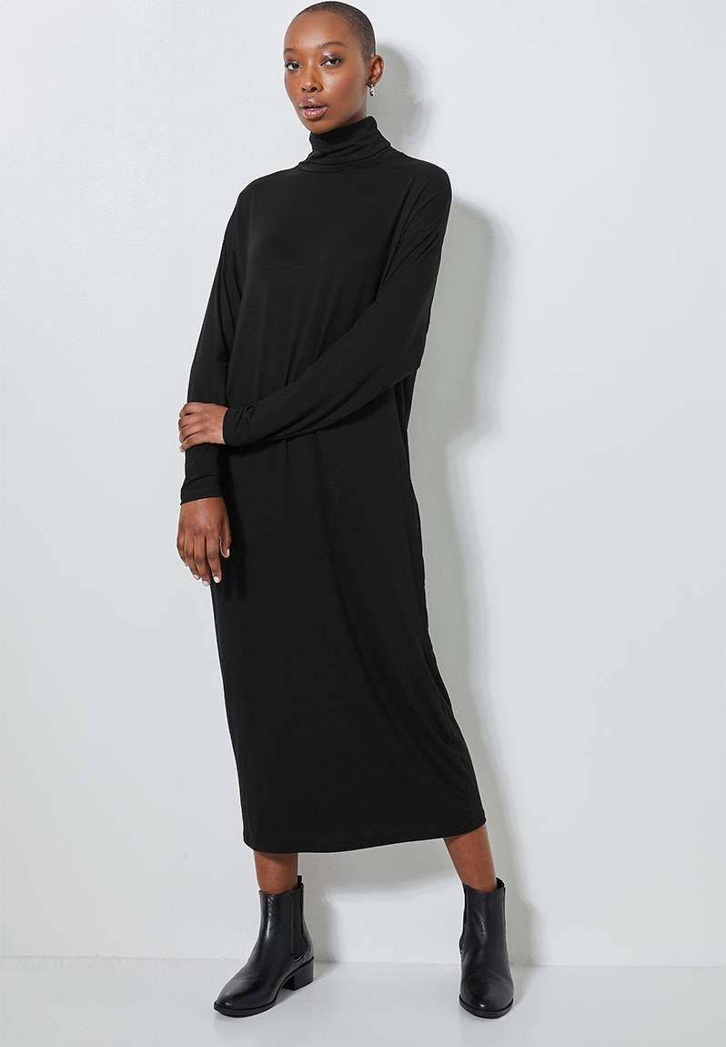 Poloneck dress with dropped shoulder - black Superbalist Casual ...