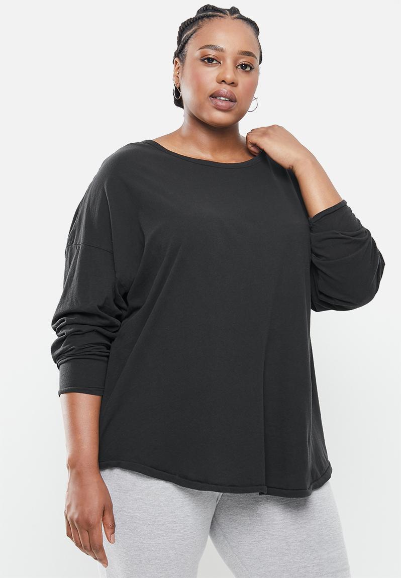 Curve kyle oversized long sleeve top - washed black Cotton On Tops ...
