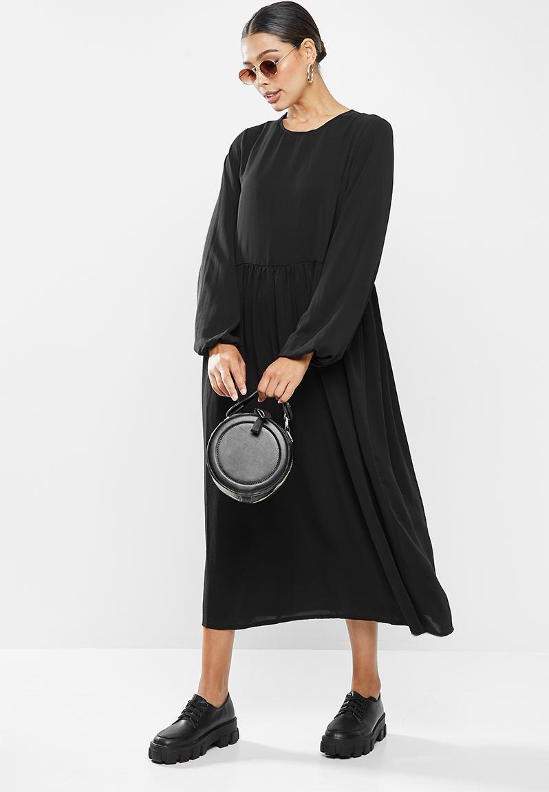 Oversized midi smock dress long sleeve - black Missguided Casual ...
