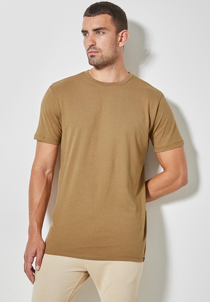 Plain crew neck tee - brown