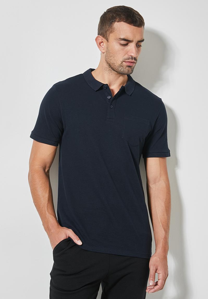 Pique s/s slim fit pocket golfer - navy Superbalist T-Shirts & Vests ...