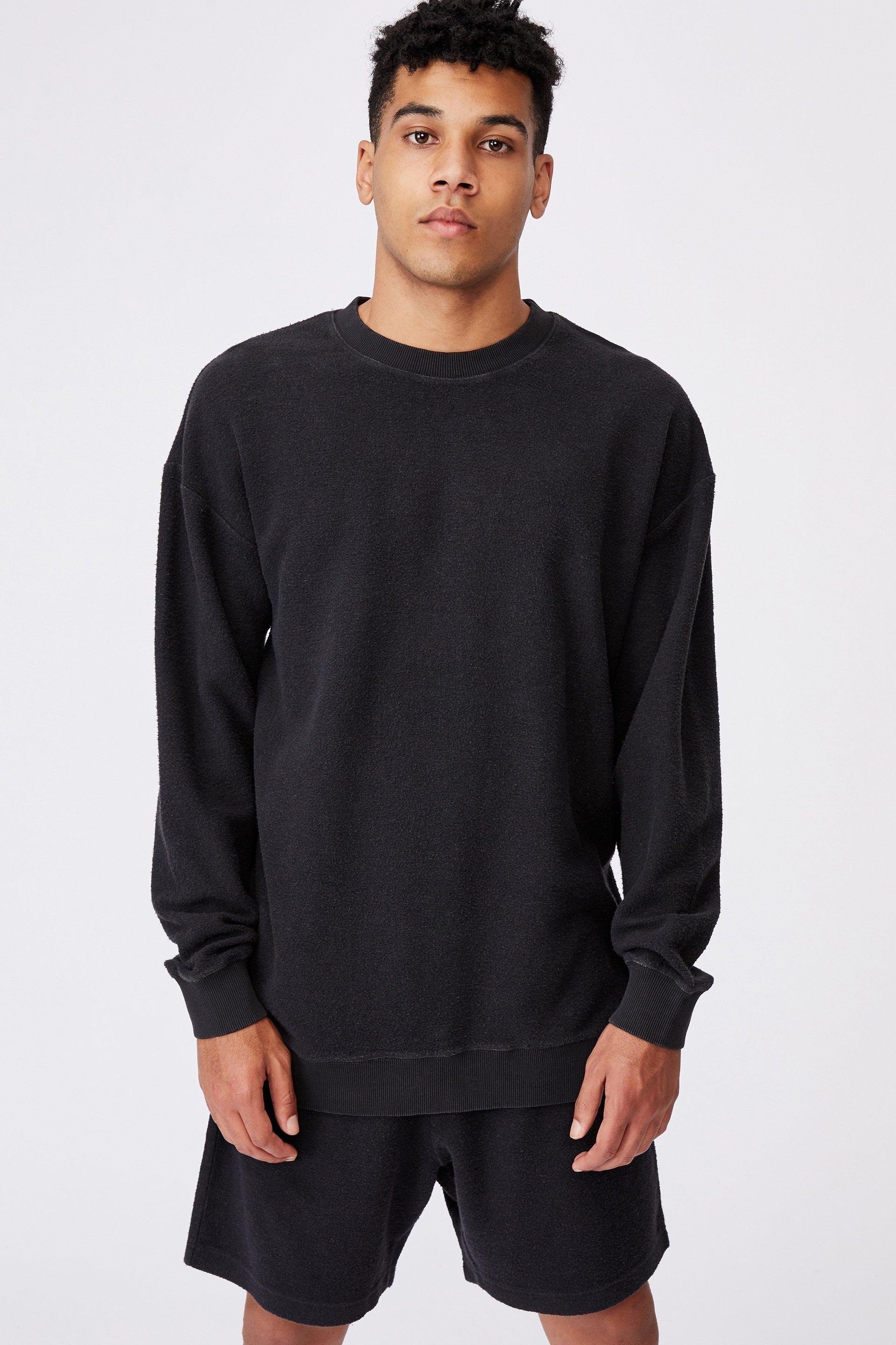 Reverse fleece crew - washed black Factorie Hoodies & Sweats ...