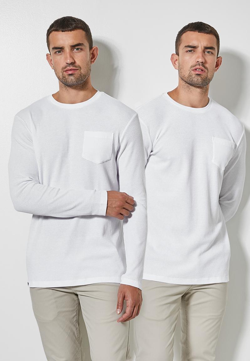 25SS セットPOCKET & CREW 2PACK LS T-SHIRTS 2-Pack long sleeve crew pocket tee - white