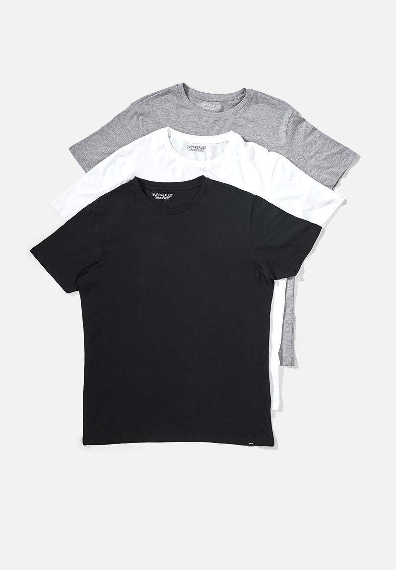 3-pack crew neck tee - black/white/grey melange Superbalist T-Shirts ...