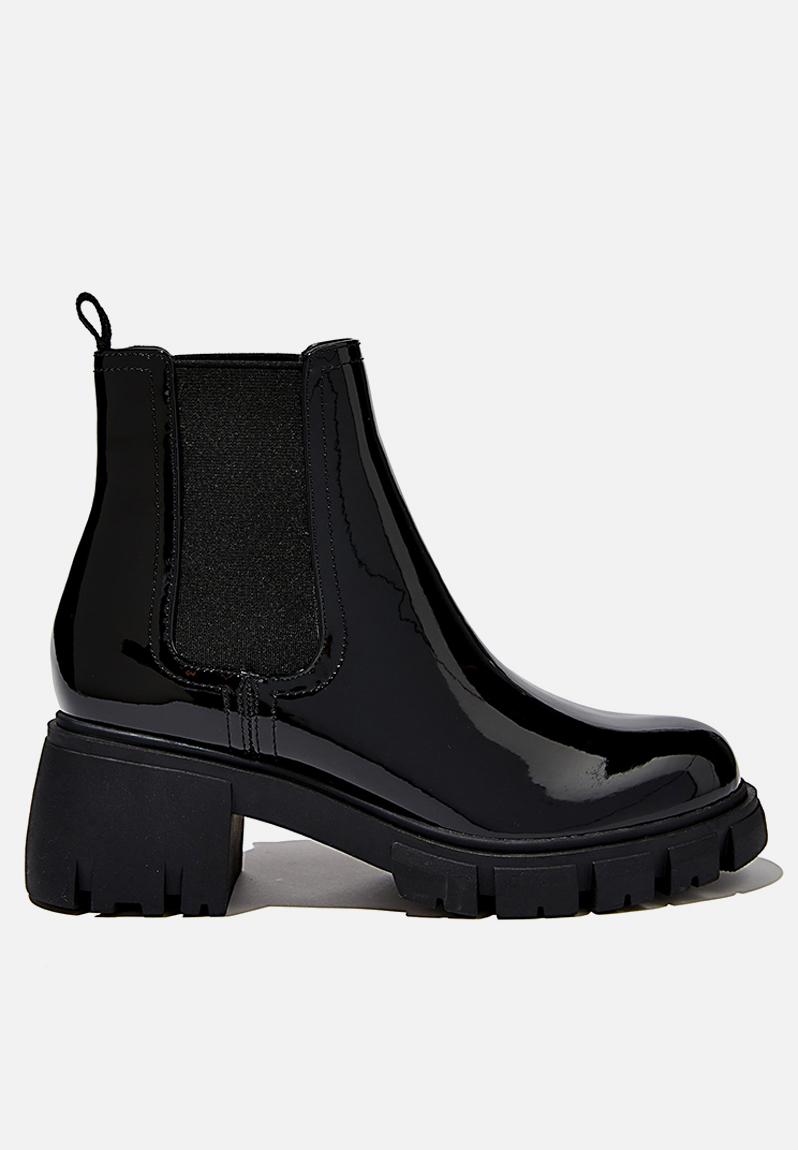 Kaia combat gusset boot - black patent Cotton On Boots | Superbalist.com