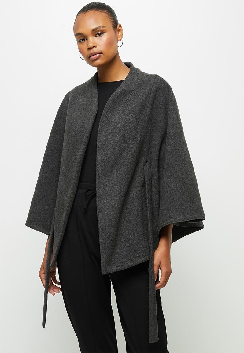 Belted melton cape coat - grey melange edit Coats | Superbalist.com