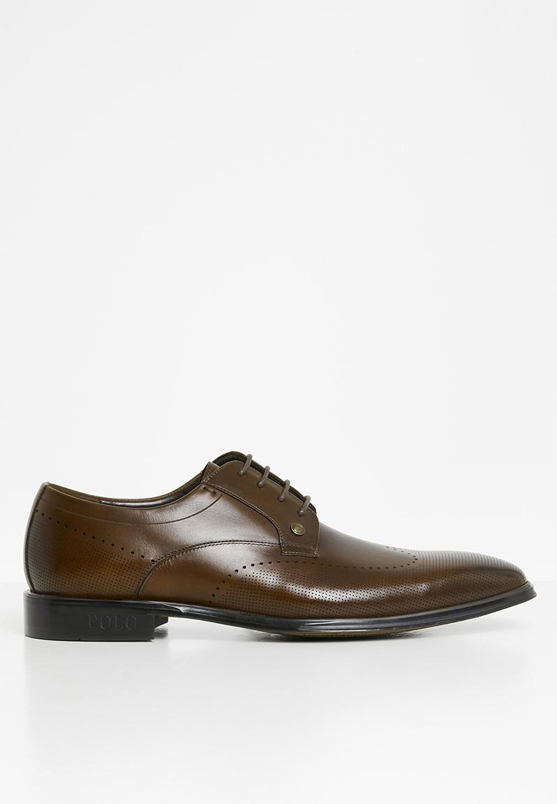 Gibson leather pin punch padded collar - brown POLO Formal Shoes ...