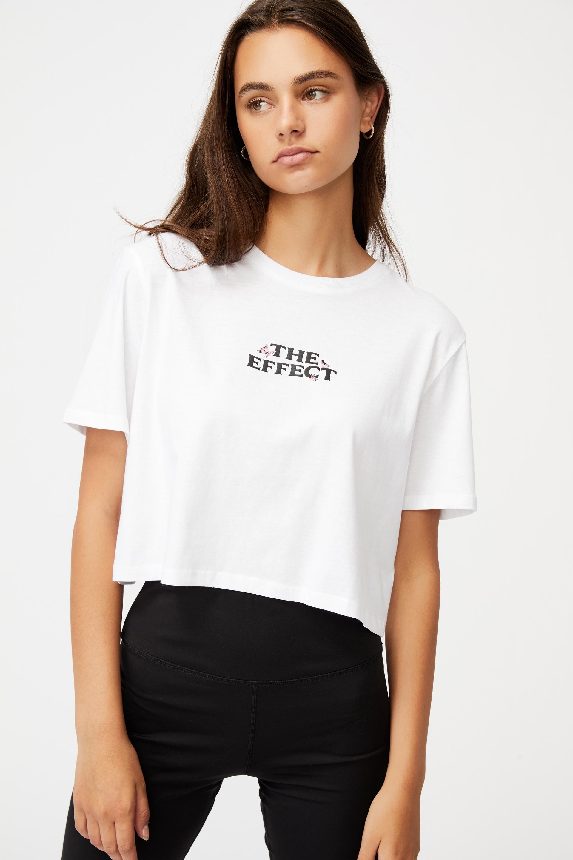 Short sleeve crop graphic t shirt - white/the effect Factorie T-Shirts ...