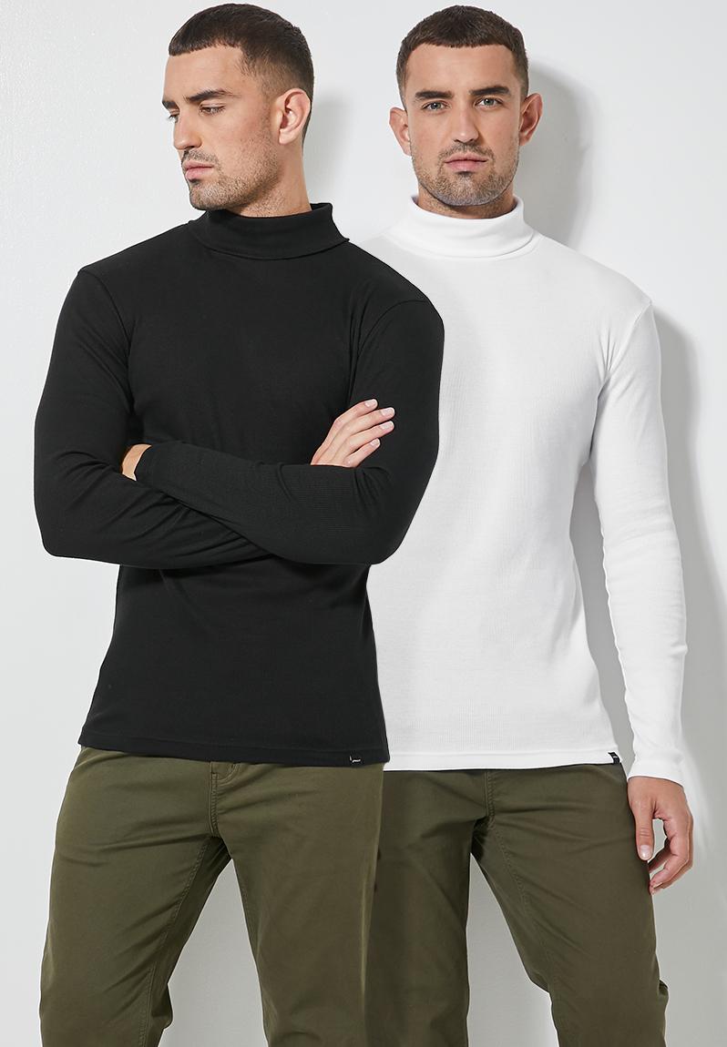 2-pack slim ribbed roll neck l/s tee - black/white Superbalist T-Shirts ...
