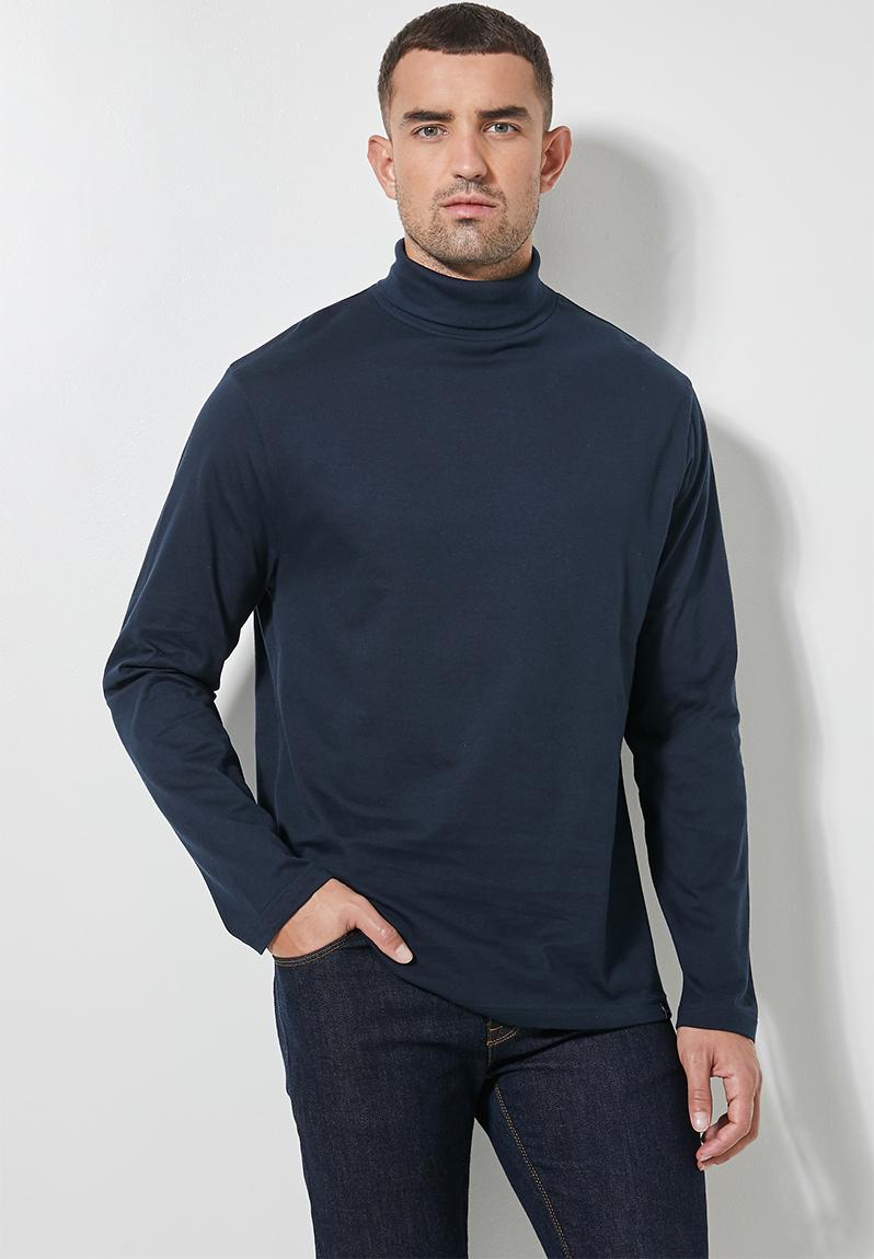 Plain Long Sleeve Roll Neck Tee Navy Superbalist T Shirts And Vests 2957