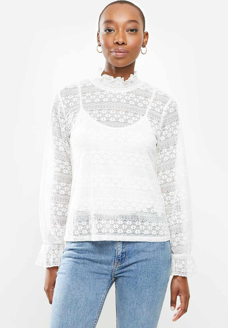 Madelyn long sleeve smock top - cloud dancer Jacqueline de Yong Blouses ...