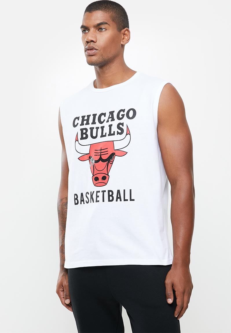 Bulls white sleeveless T-shirt- cotton single jersey - white NBA T ...