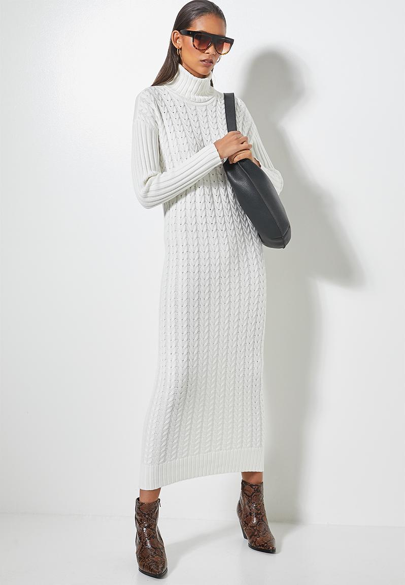 Organic cotton chunky roll neck dress - winter white Superbalist Casual ...