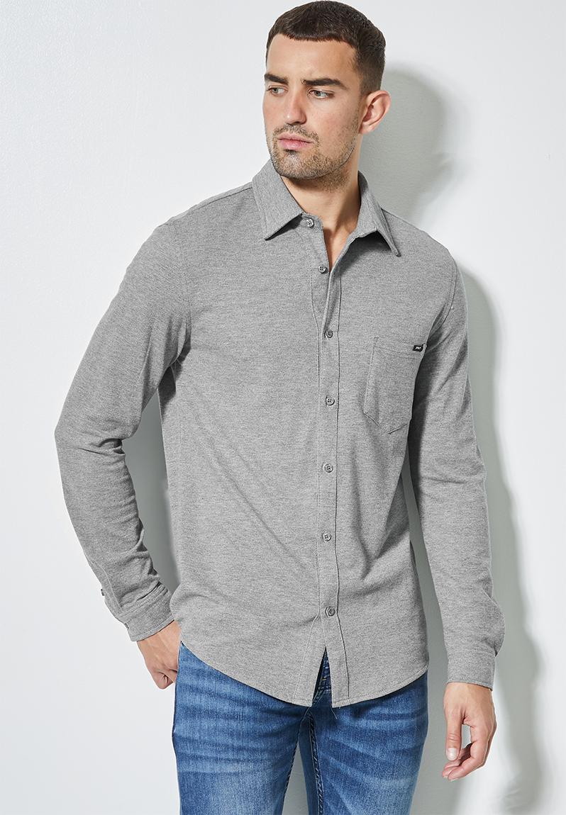 Regular fit l/s knit shirt - light grey Superbalist Shirts ...
