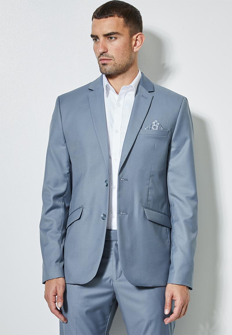 1-up slim fit 2-button double vent blazer - wool touch sky blue ...