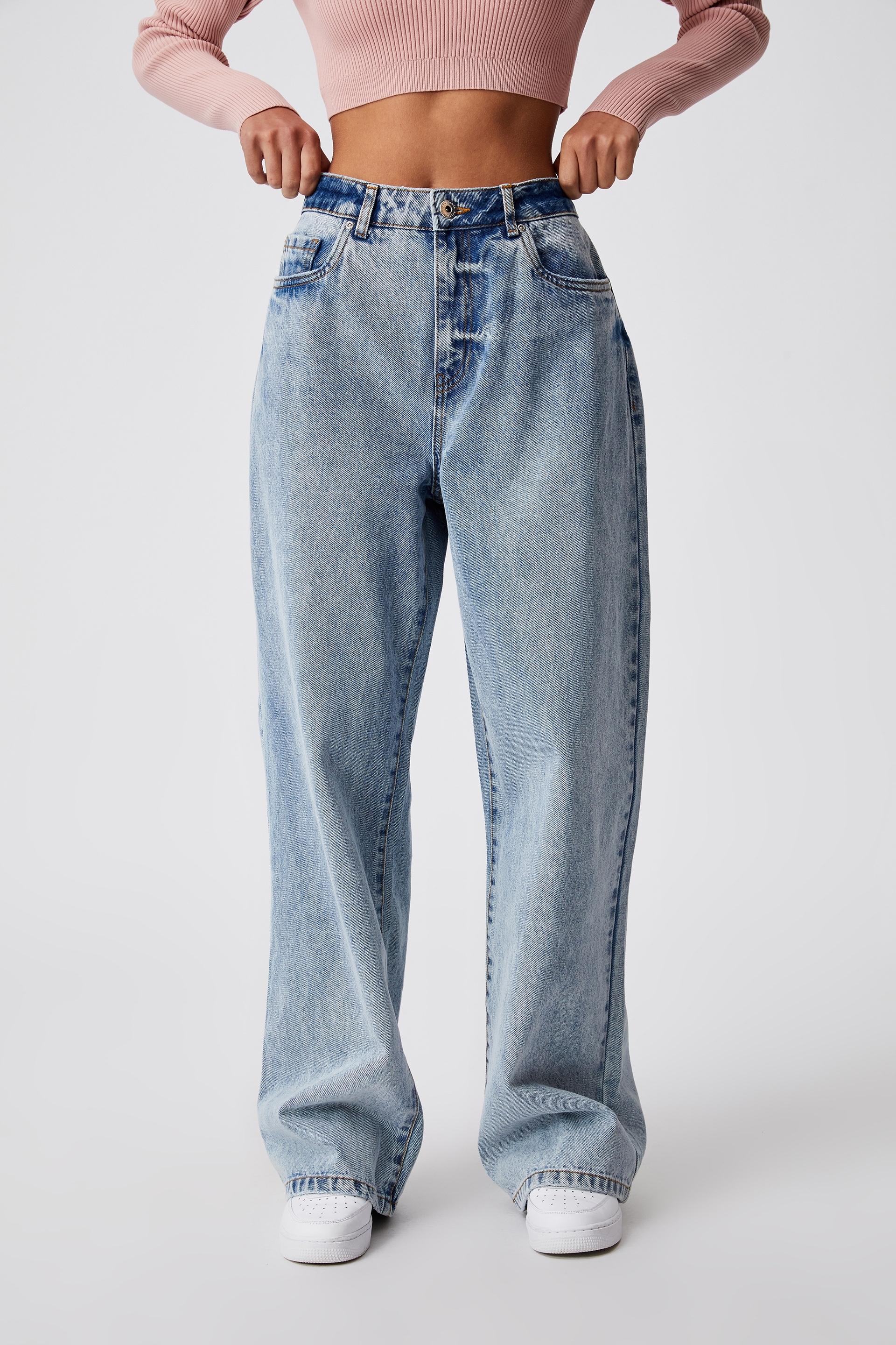 blue wash baggy jeans