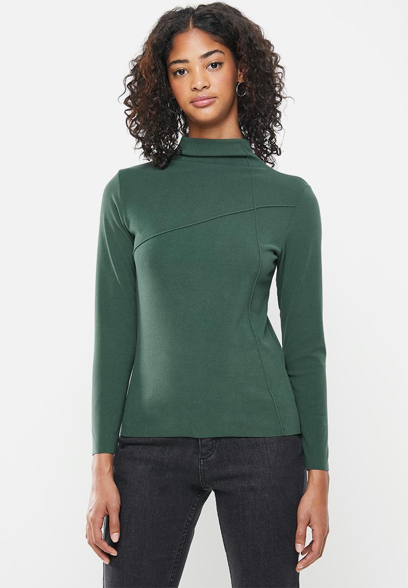 Mock neck long sleeve knit top - bottle green STYLE REPUBLIC T-Shirts ...