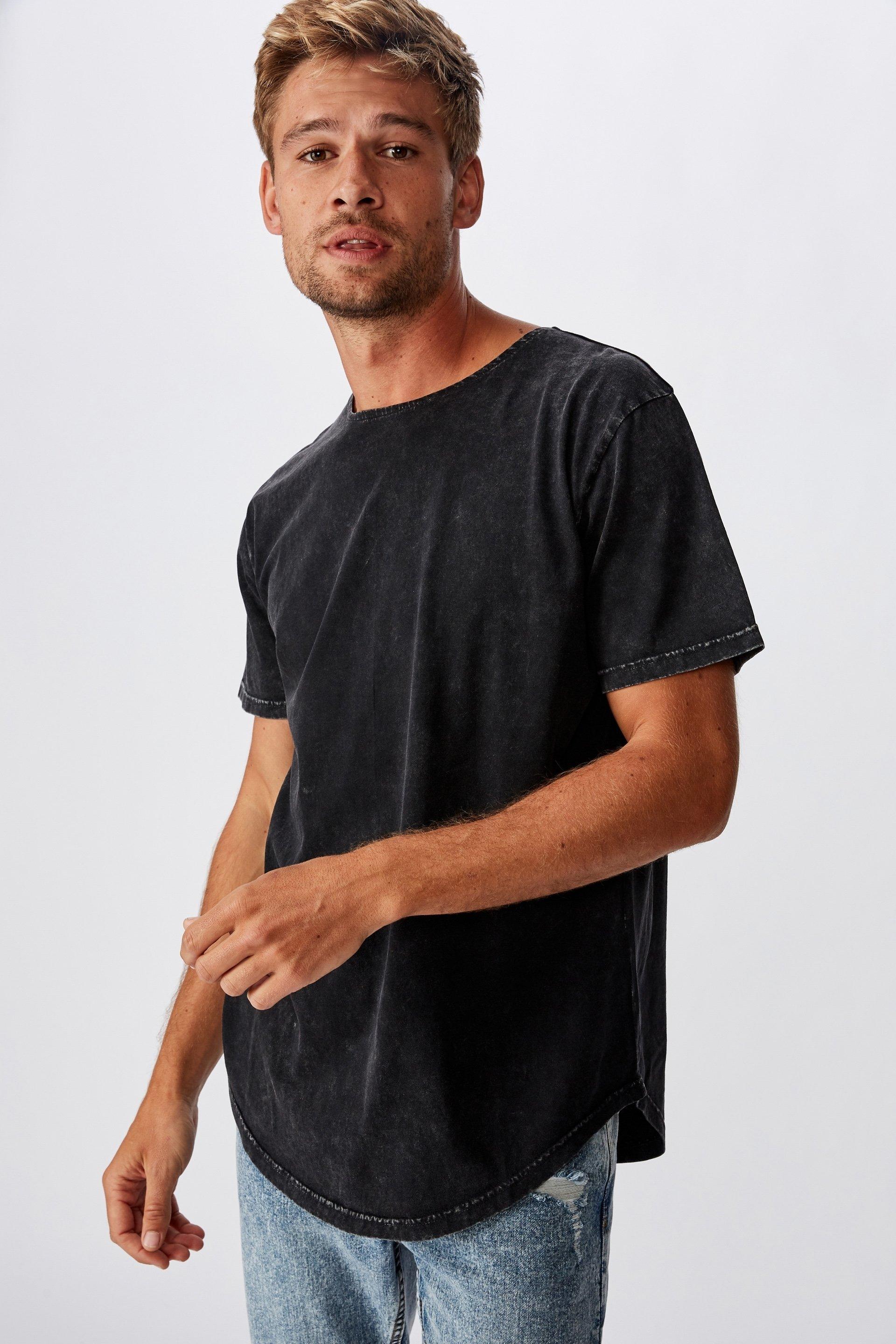 Longline scoop burnout t-shirt - washed black acid Cotton On T-Shirts ...