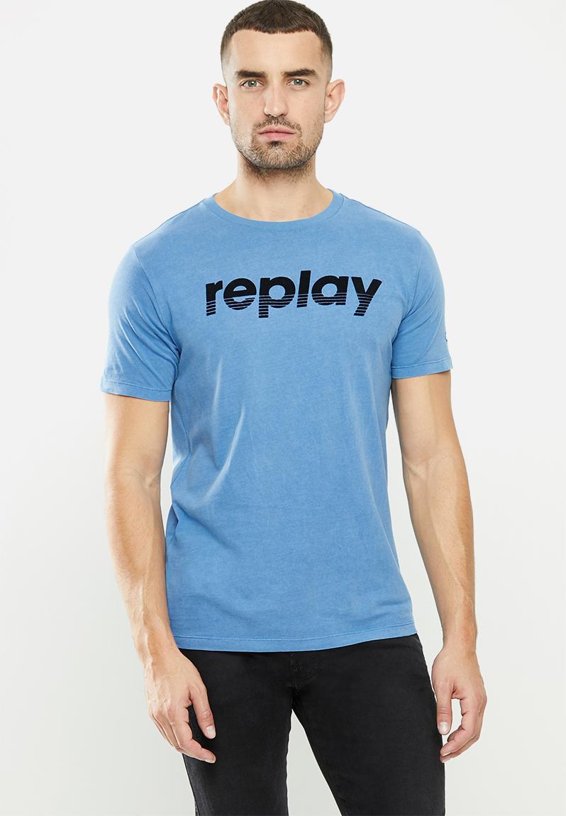 Replay logo tee - blue Replay T-Shirts & Vests | Superbalist.com