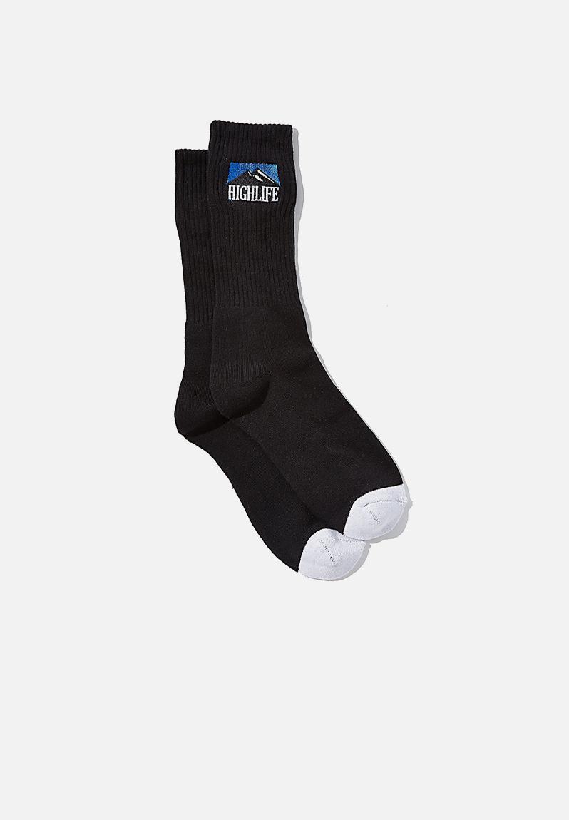 Retro ribbed socks - highlife black Factorie Socks | Superbalist.com