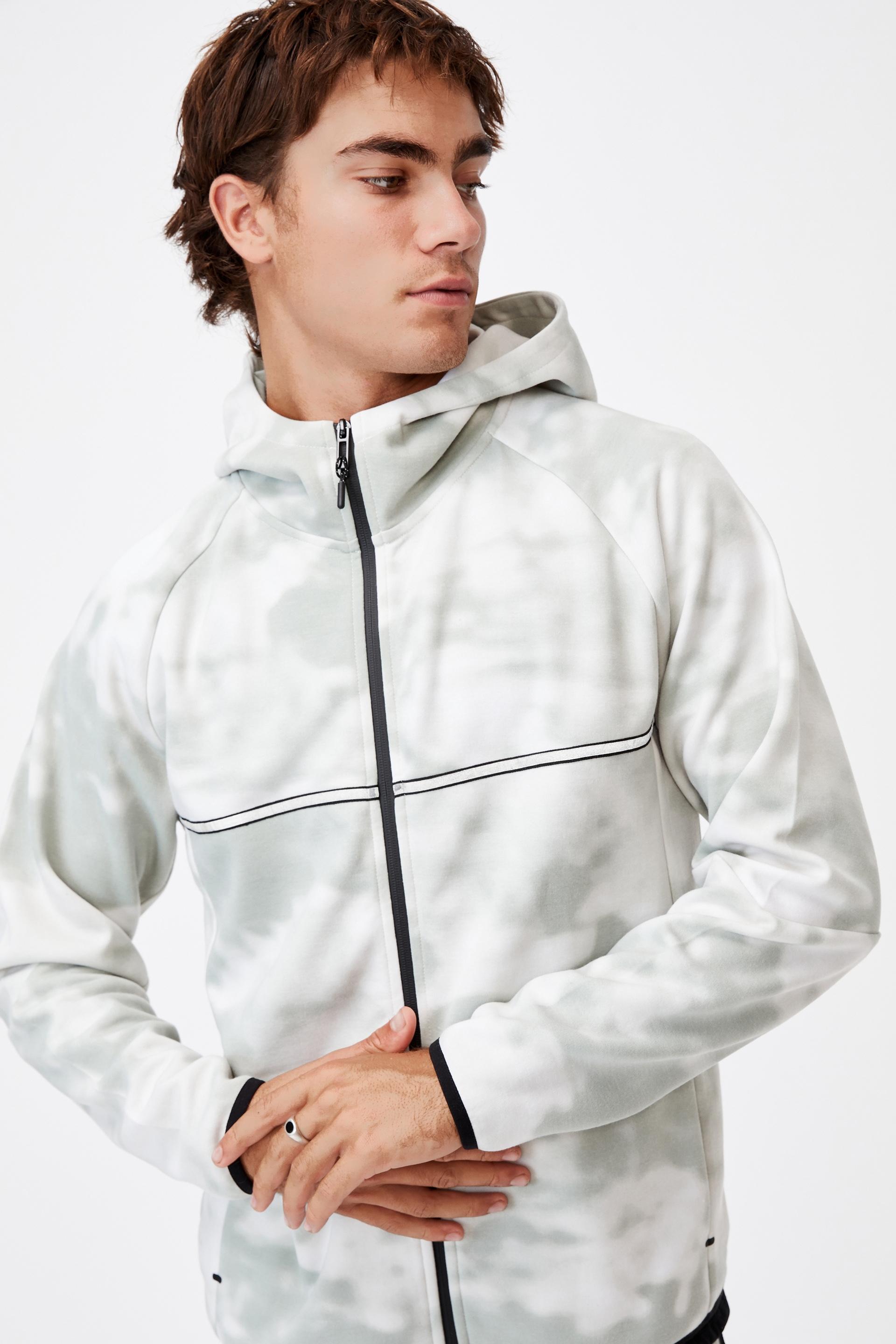 Active tech zip thru hood - steel grey tie dye Cotton On Hoodies ...