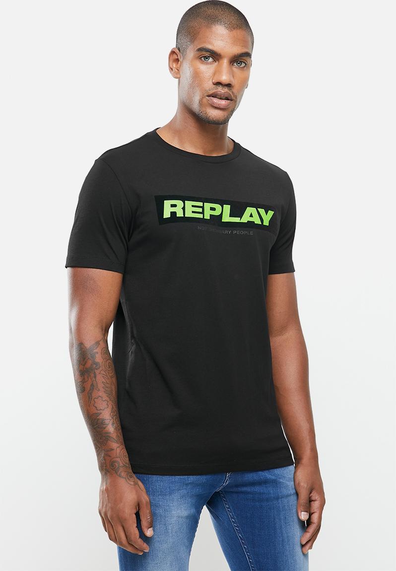Replay pop print logo tee - black Replay T-Shirts & Vests | Superbalist.com