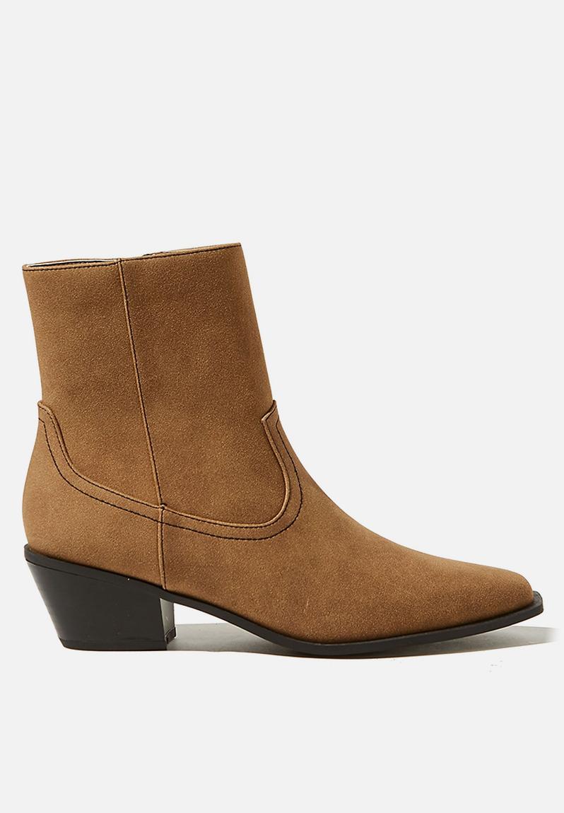 Marlie minimal western boot - tan suede pu Cotton On Boots ...