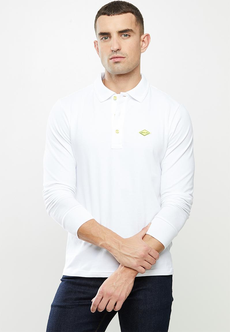 Replay long sleeve golfer - white Replay T-Shirts & Vests | Superbalist.com