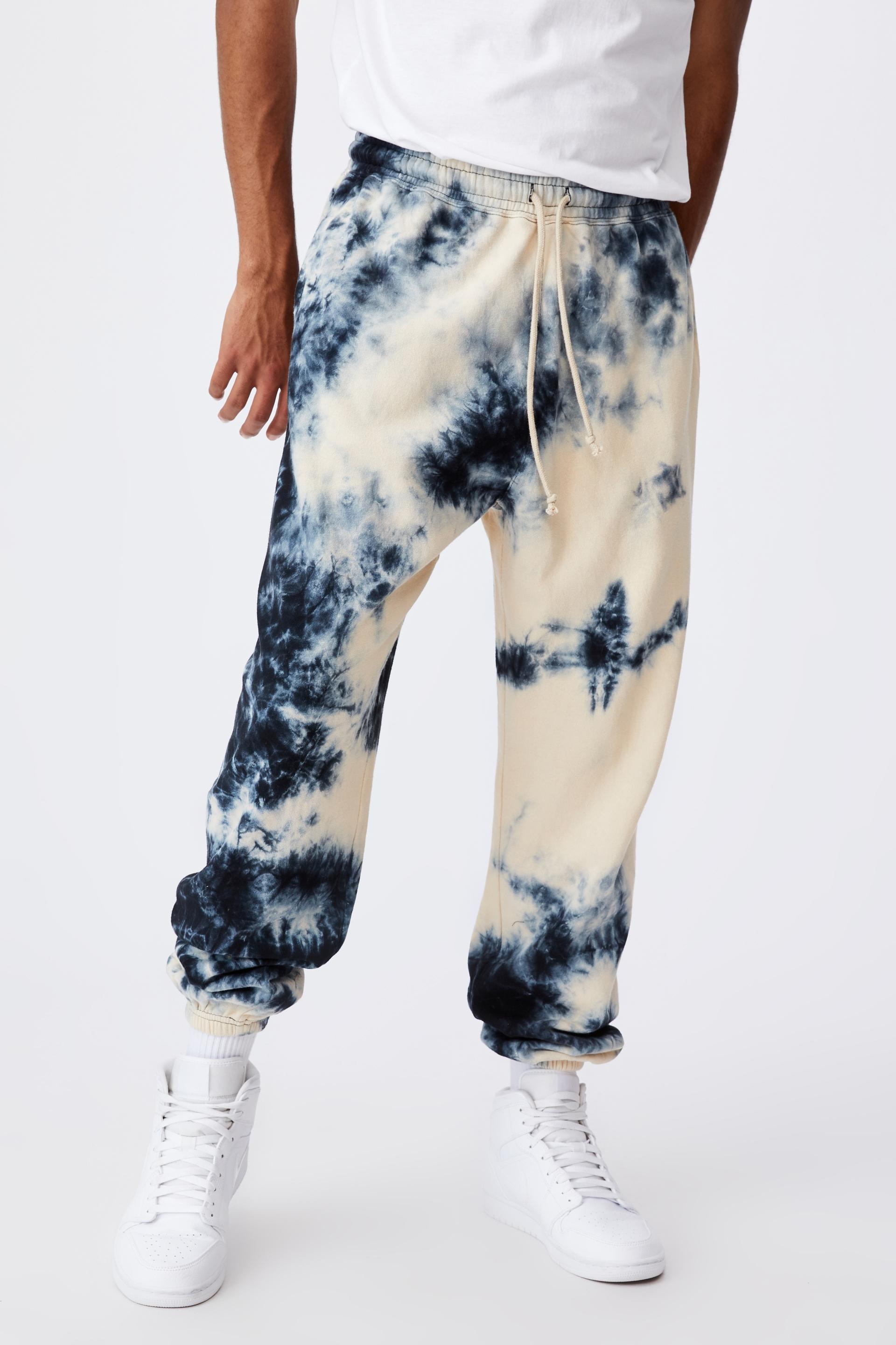 blue tie dye track pants