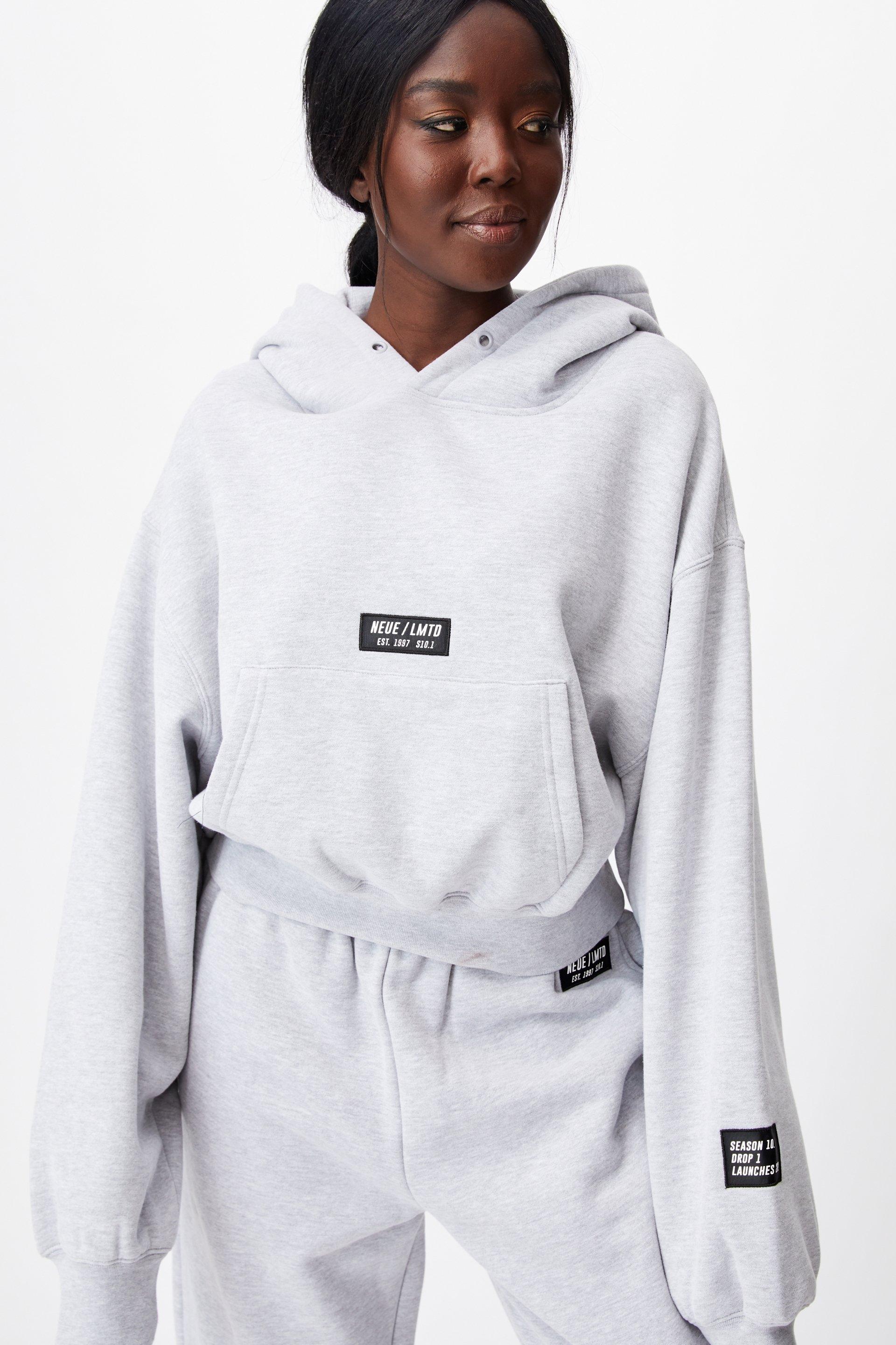 Athluxe slouchy cropped hoodie - grey marle/neue lmtd Factorie Hoodies ...